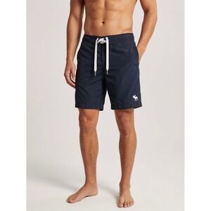 Abercrombie & Fitch Mens Navy Blue Board Shorts Swim Trunks Moose Logo Small
